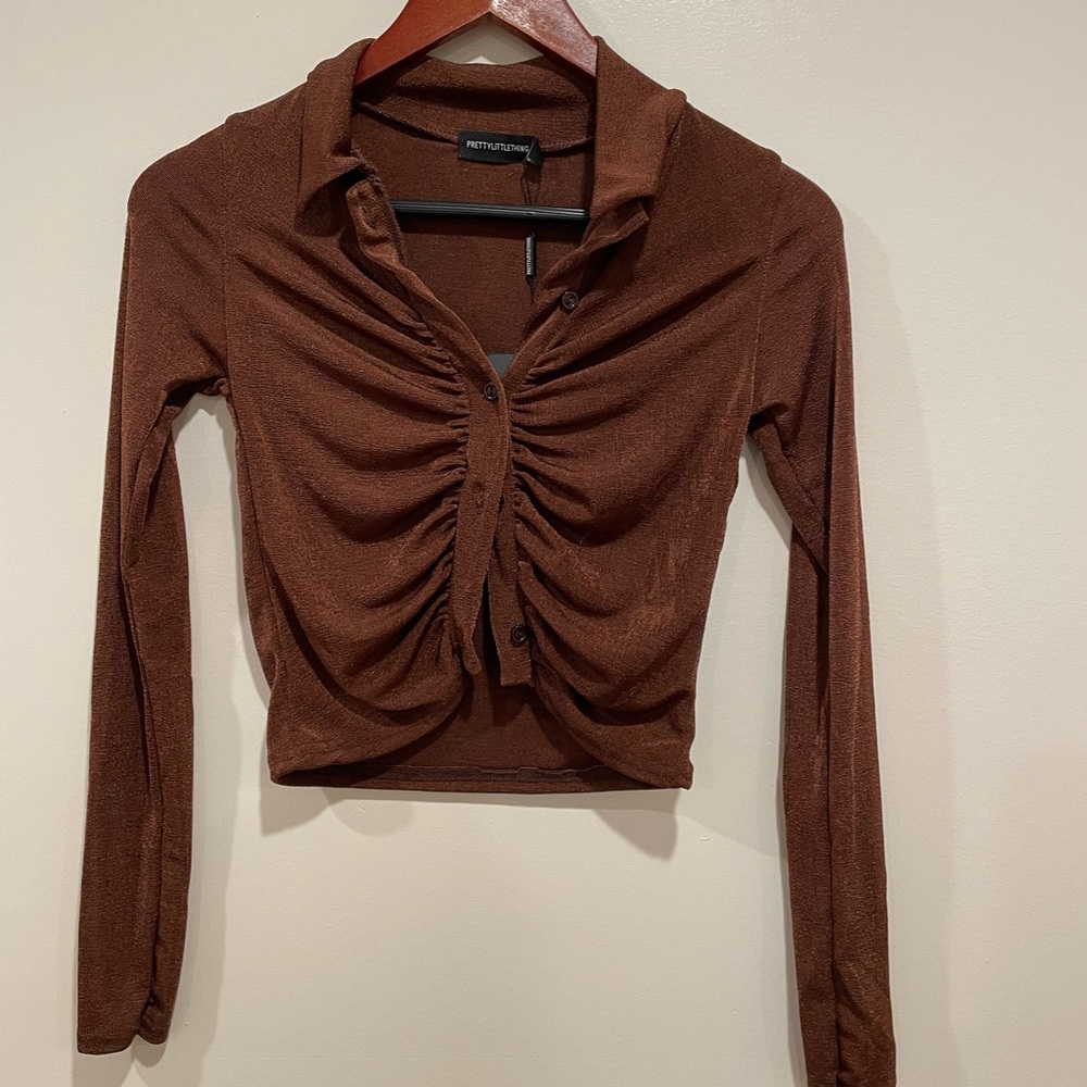 Pretty little thing brown shimmery top